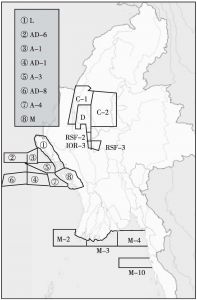 图4-18 缅甸境内部分油气区块位置示意图