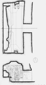 图3-4 莫高窟第158窟中唐（西夏重修）长方形盝顶，西壁设涅槃佛坛