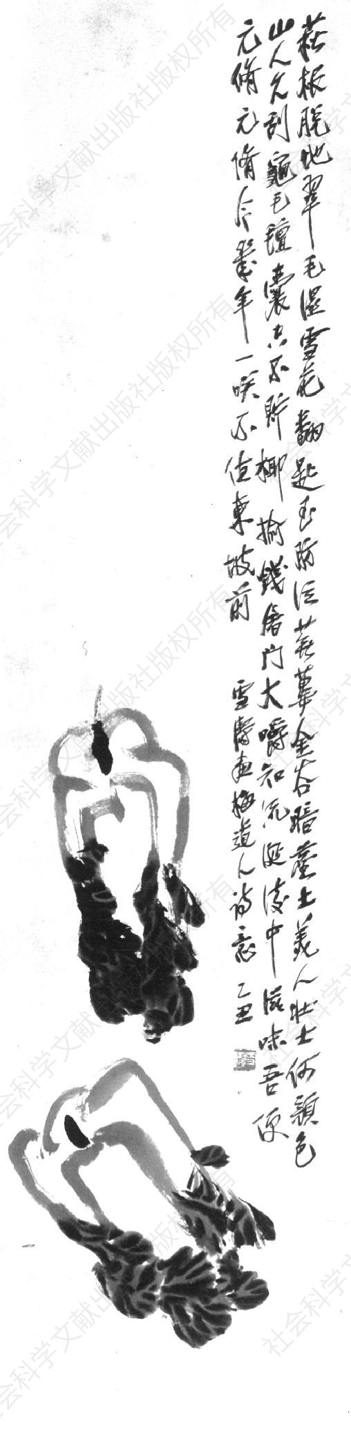 王雪涛《白菜图》 1925年，齐白石题跋