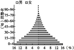 图2-7 非洲2000年人口金字塔