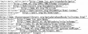 图2 在英国图书馆METS配置文件中使用的一些用于录音的命名空间