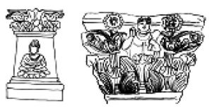 图4 犍陀罗石柱及柱头（笔者绘）