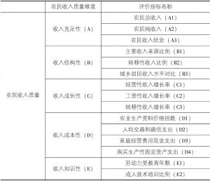 表4-1 农民收入质量体系