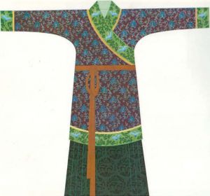 图1-6 金代贵族服饰：左衽窄袖袍、长裙穿戴