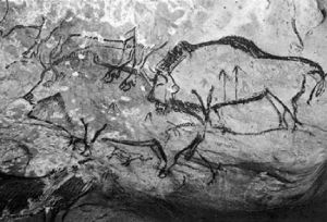 图4-7 旧石器时代法国尼奥洞窟壁画中箭的野牛