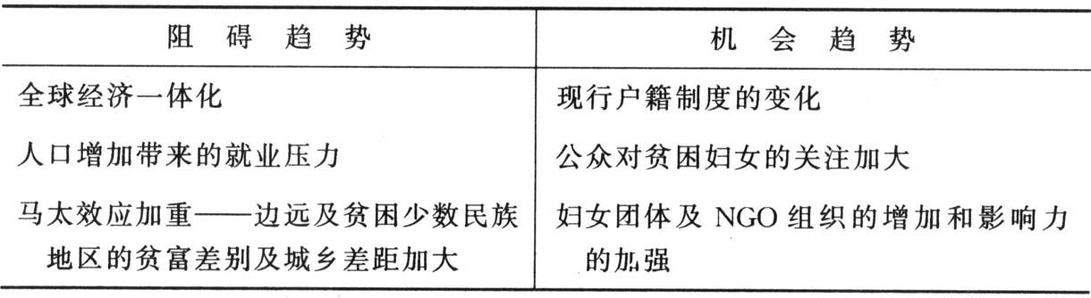表4-2 农村贫困妇女面临的阻碍与机会