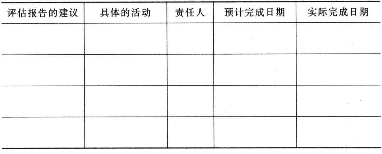 表7-7 后续计划的格式