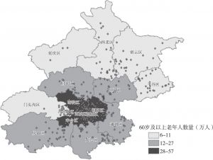 图5 基于老年人口分布的北京市分区养老服务驿站分布