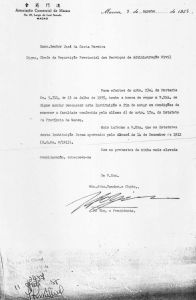 图3-1 澳门中华总商会1955年向民政厅登记成为法人选民的信函（签署者为会长何贤）