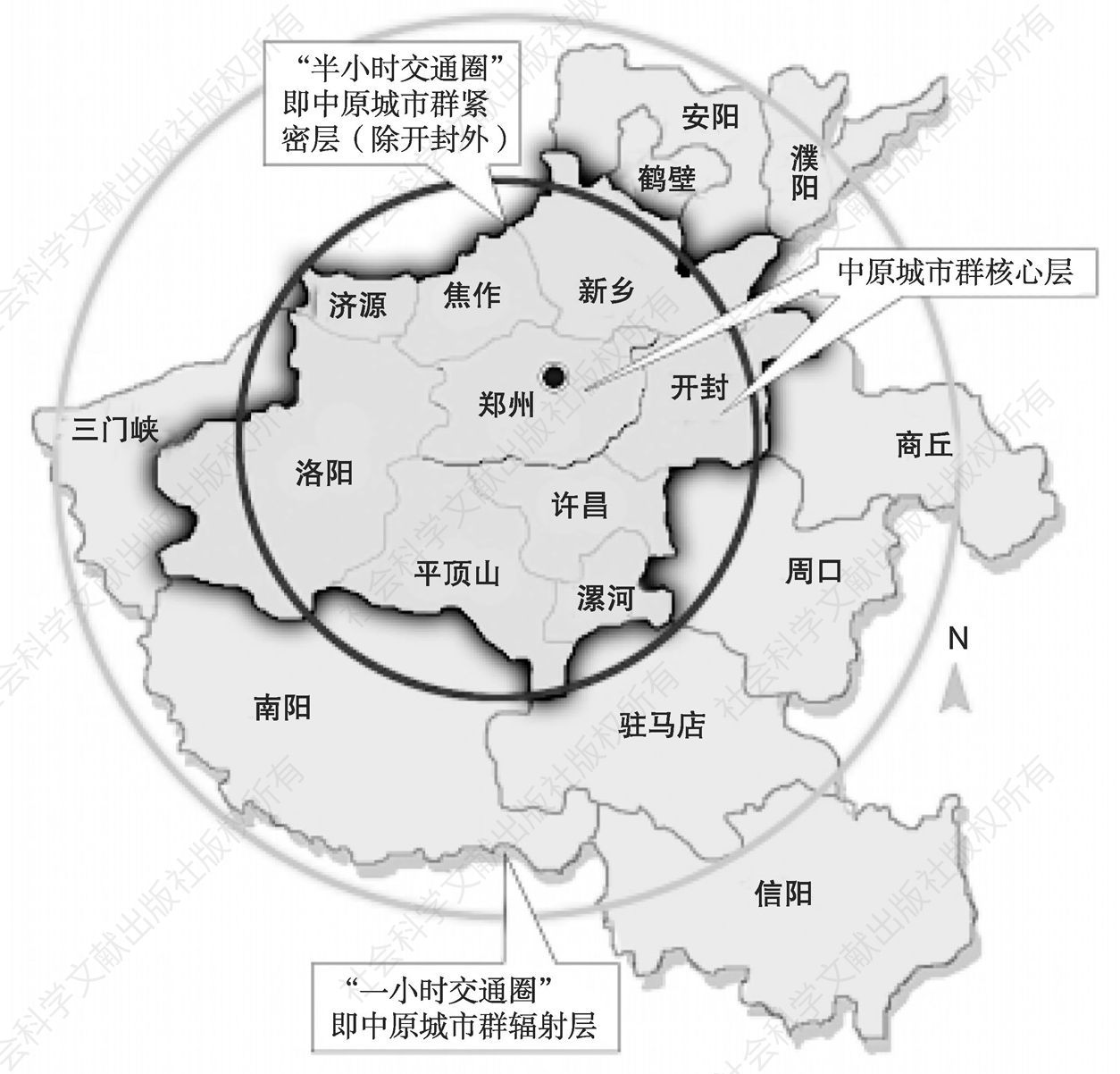 图3 中原城市群辐射网路