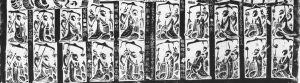 图11 东魏武定元年（543）八月邑义五百人造像拓片中的跪姿供养人像说明：旁边的题名为义邑的各种职事。