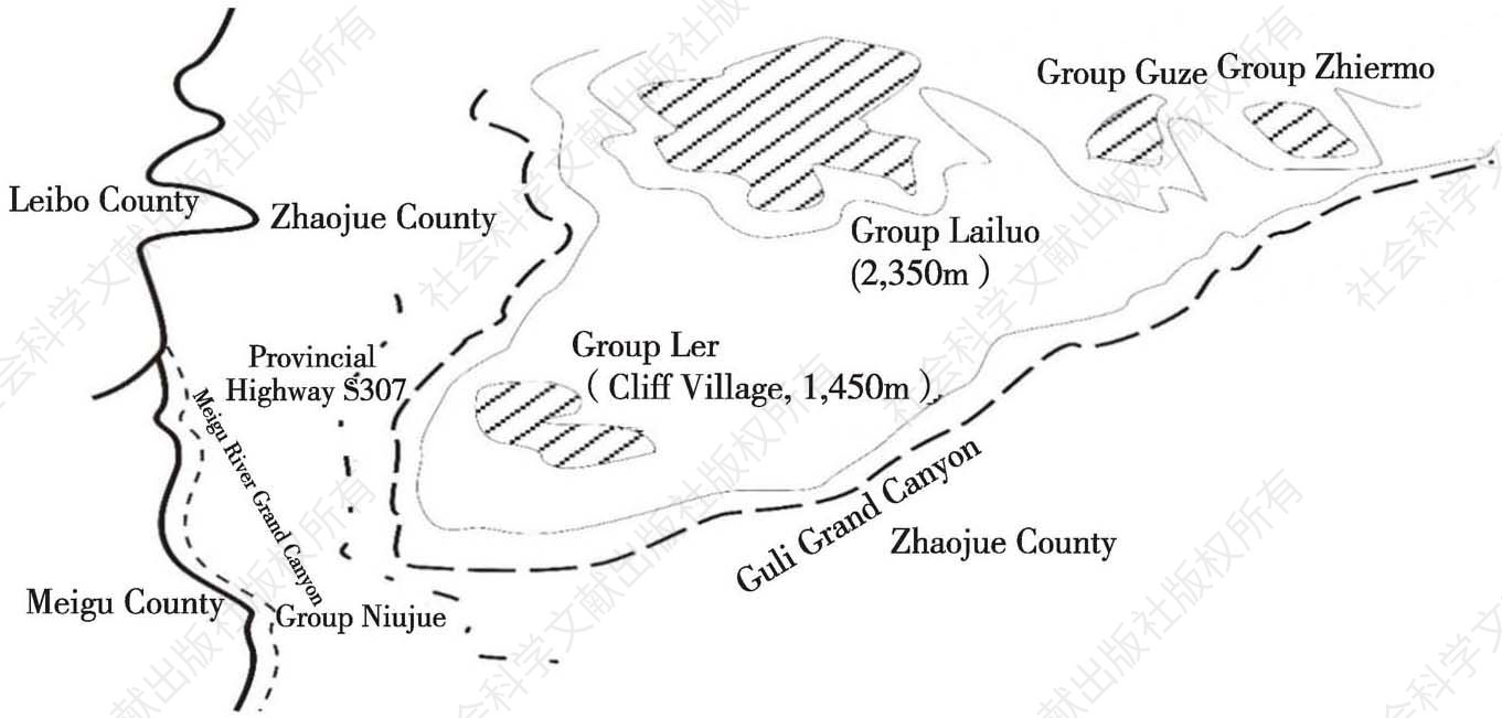 Figure 1 The Schematic Diagram on the Geographic Locations of the “Cliff Villages”