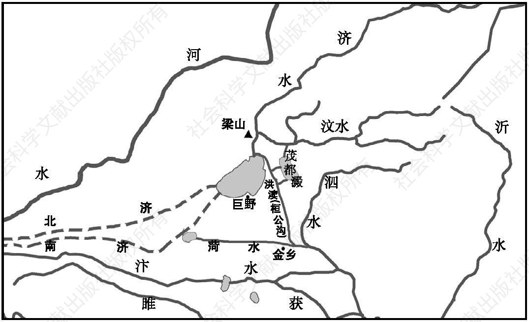 图2-4 东晋桓温、刘裕北伐时期的大野泽与桓公沟
