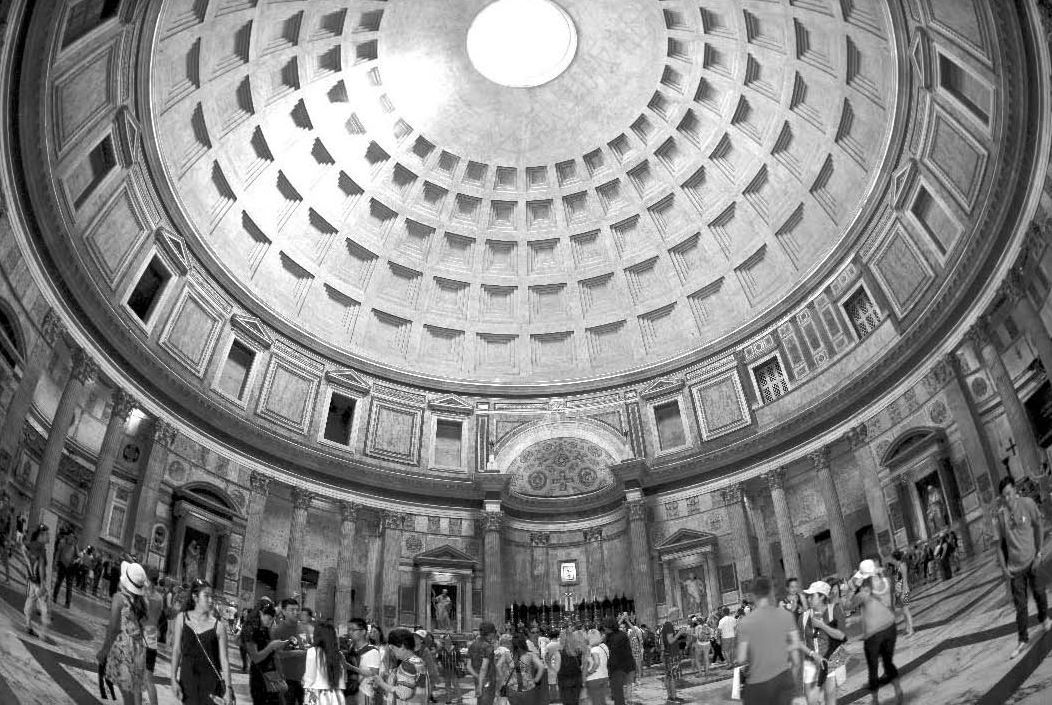 图5 采用鱼眼镜头拍摄的万神殿穹顶和圆厅