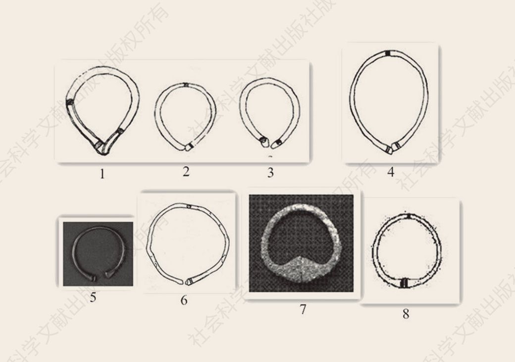 图4 商以前两端扁平环状装饰品比较